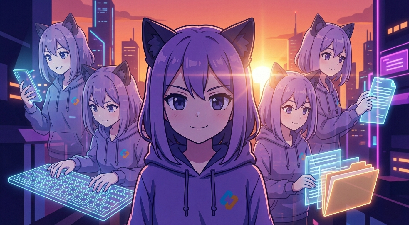 Леночка EasyByte работает за компьютером с документами и телефоном