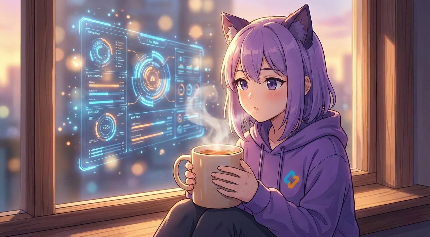 Леночка EasyByte держит чашку с горячим напитком у окна