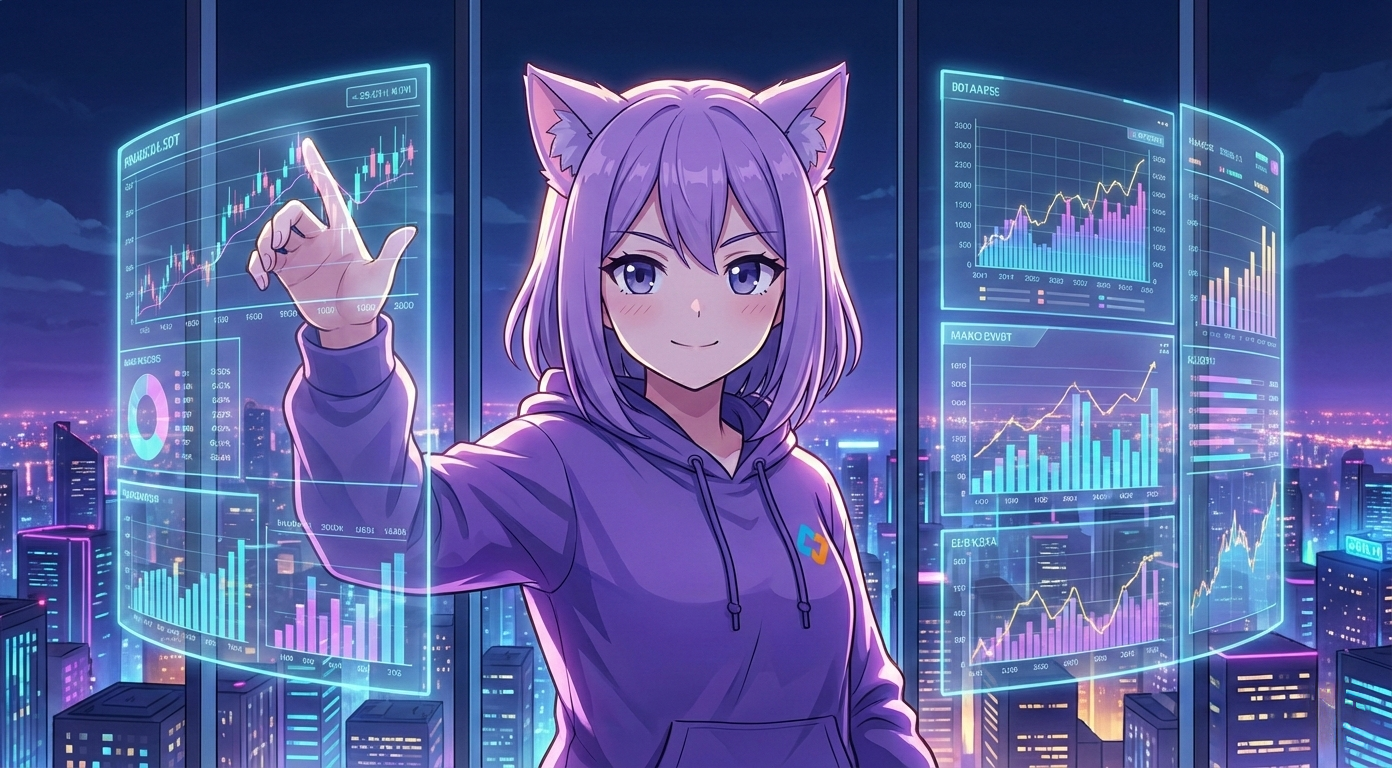 Леночка EasyByte указывает на графики ночного города