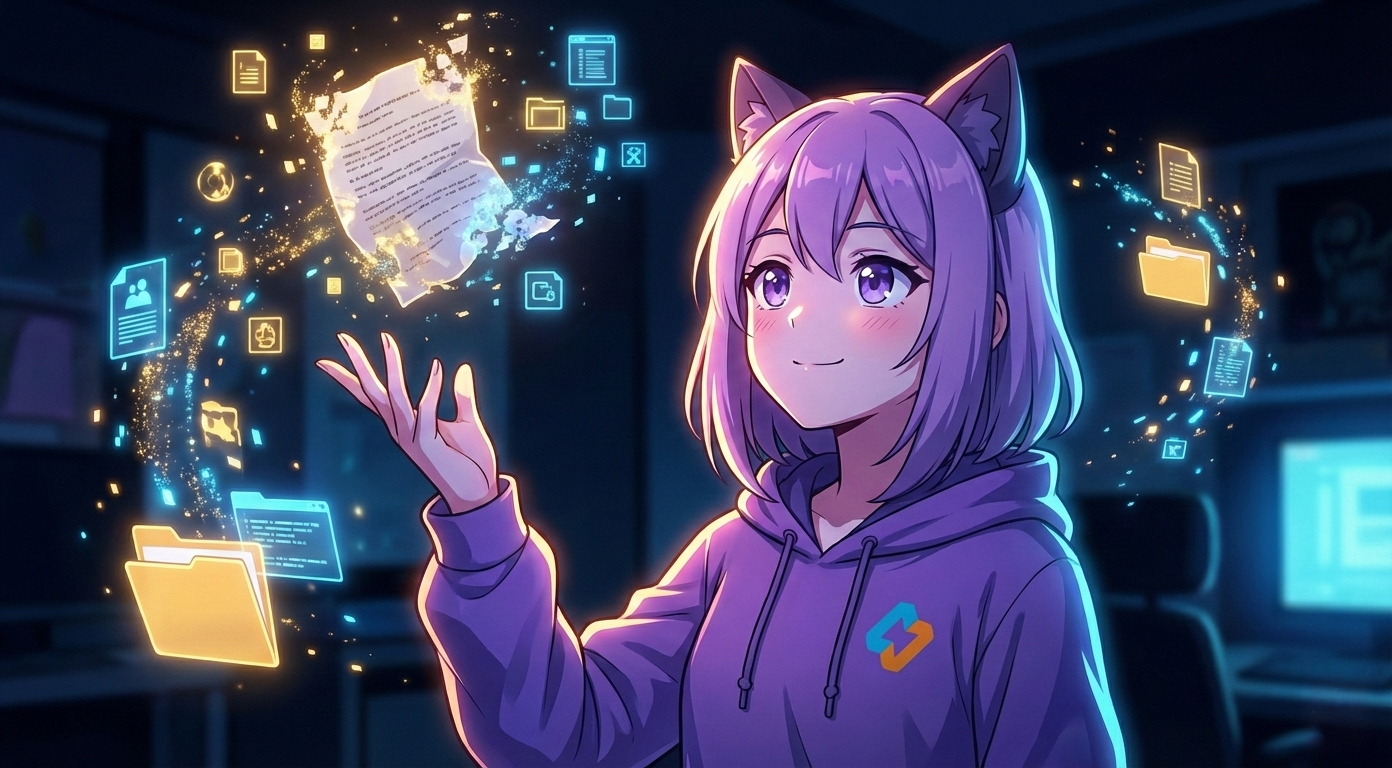 Леночка EasyByte взаимодействует с летающими цифровыми файлами