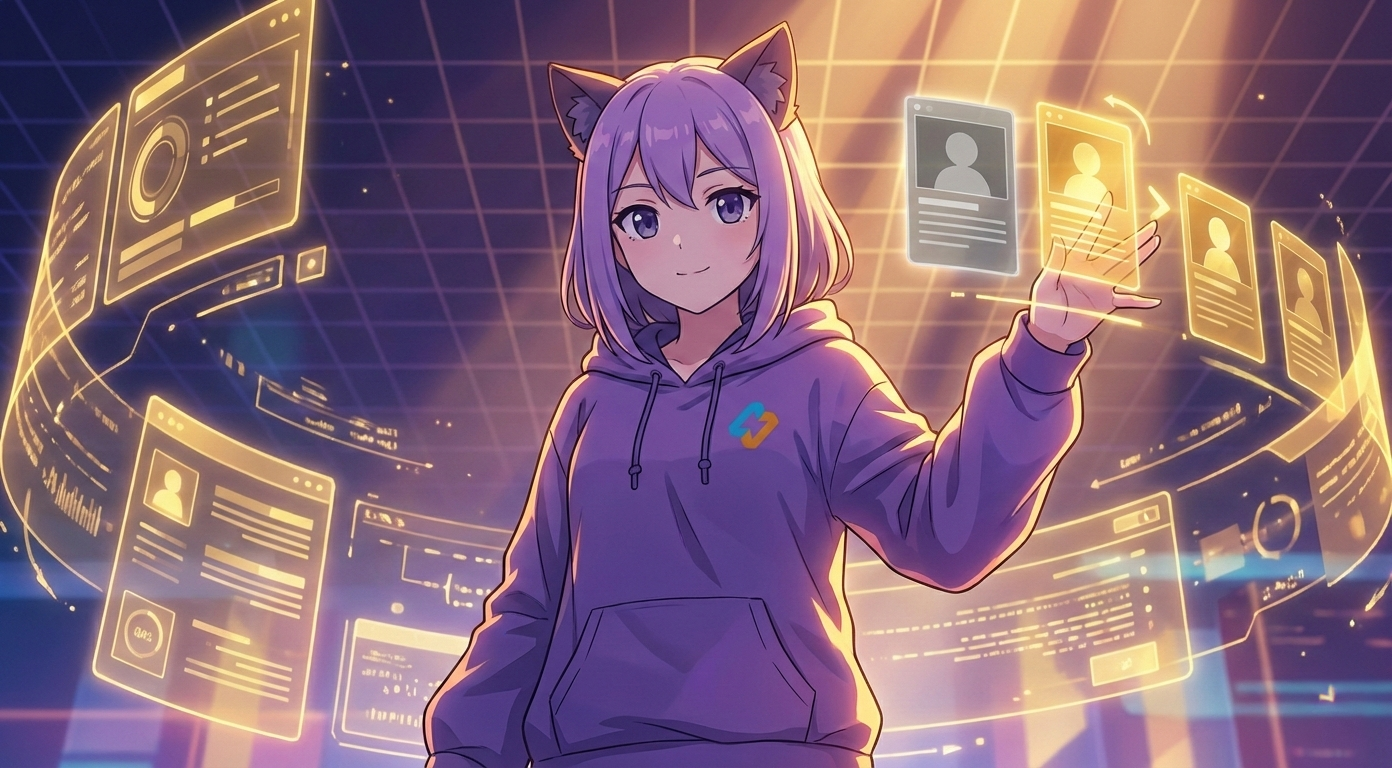 Леночка EasyByte касается ярких цифровых профилей на экране